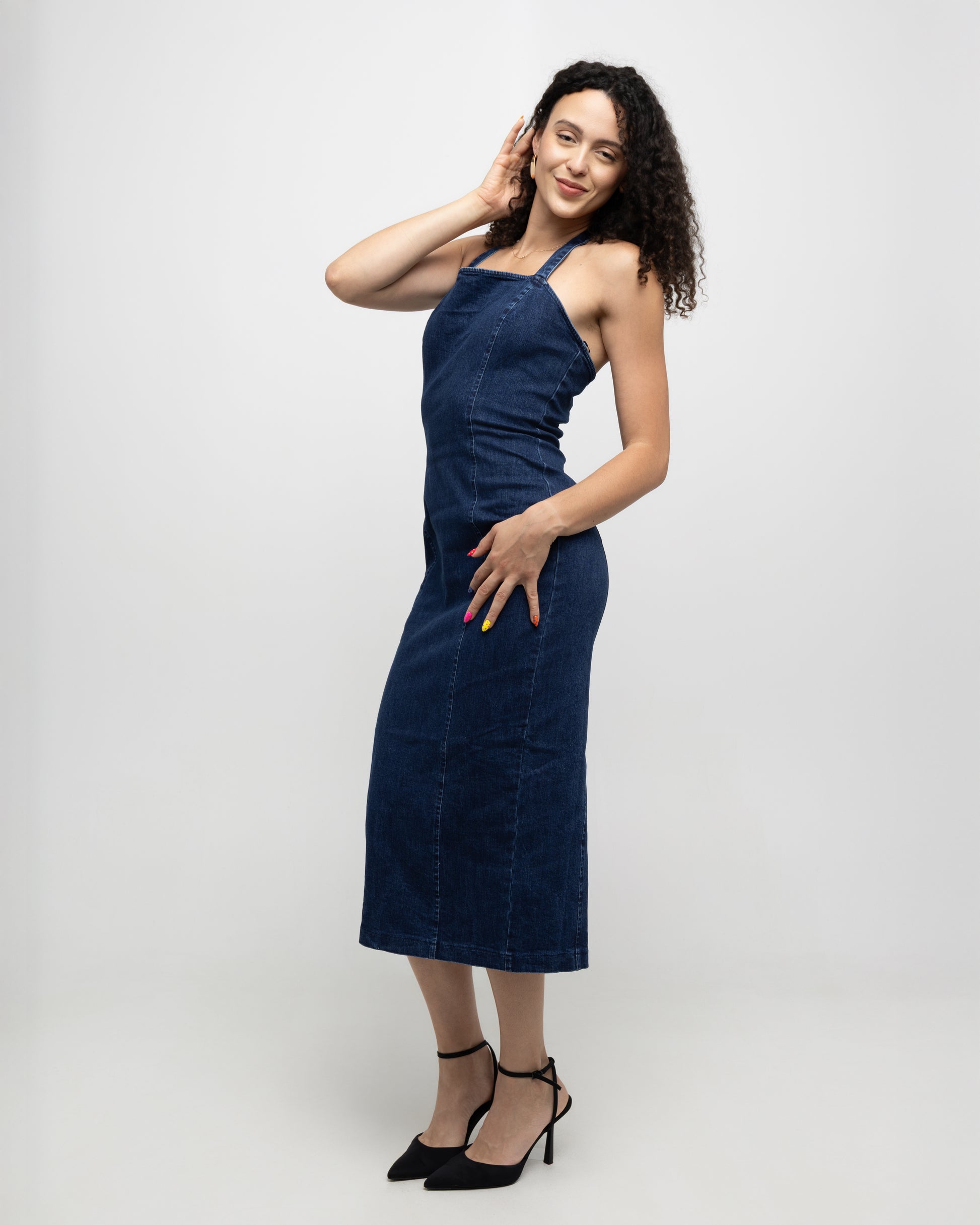 Washed denim midi dress - Soleil et étoiles