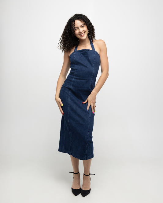 Washed denim midi dress - Soleil et étoiles