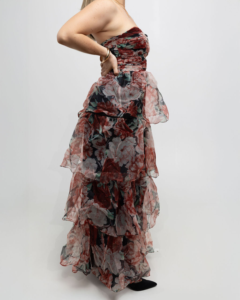 Floral-Tiered Strapless Maxi Dress - Soleil et étoiles