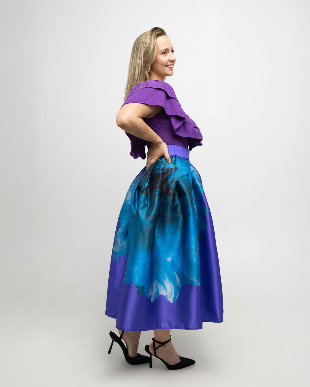 High Waist Floral Print Flare Midi Skirt - Soleil et étoiles
