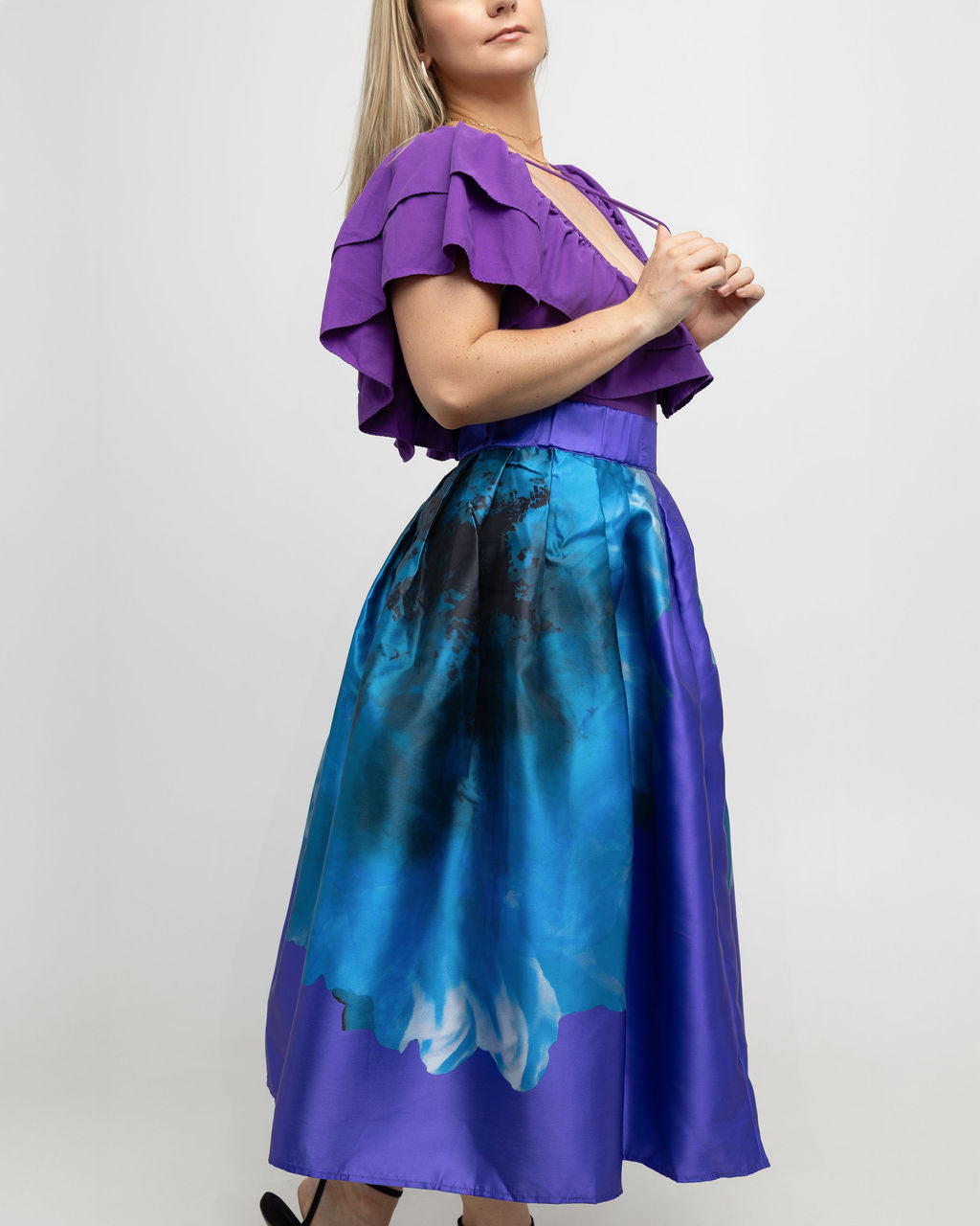 High Waist Floral Print Flare Midi Skirt - Soleil et étoiles