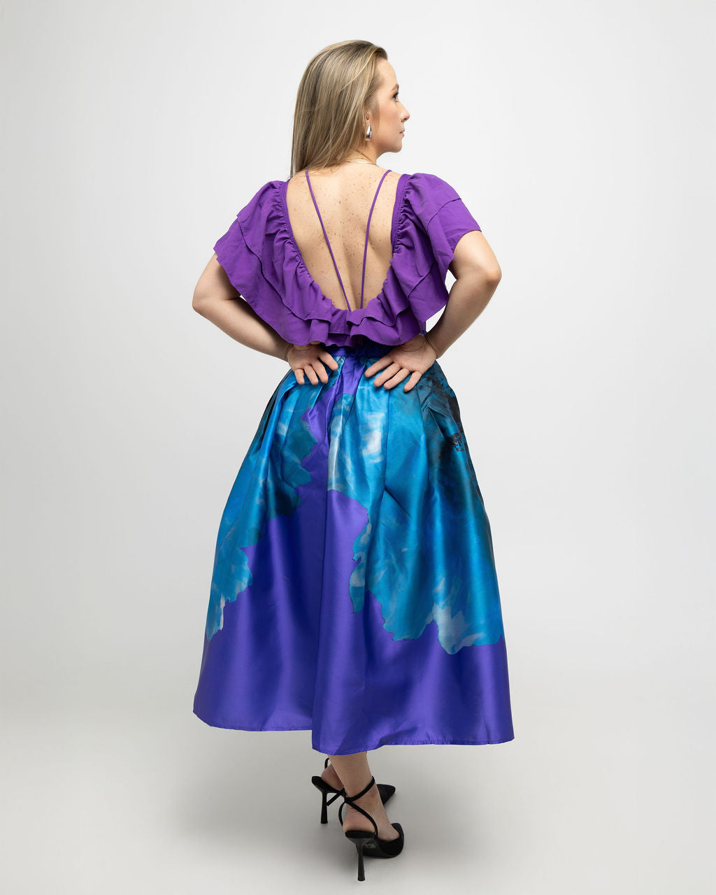 High Waist Floral Print Flare Midi Skirt - Soleil et étoiles