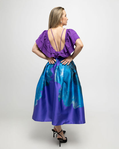 High Waist Floral Print Flare Midi Skirt - Soleil et étoiles