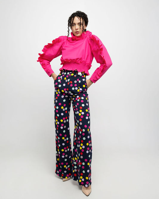 Cotton Long Puff Sleeve Ruffled Blouse - Soleil et étoiles