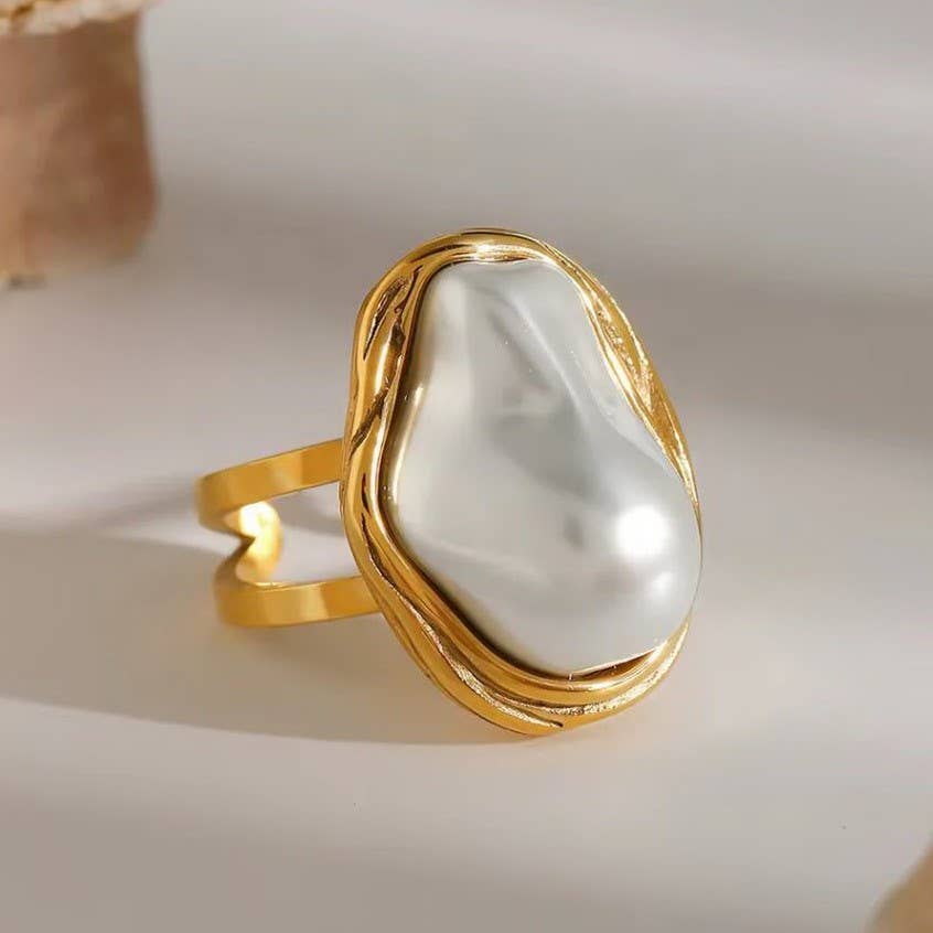 18K STAINLESS STEEL TARNISH FREE PEARL RINGS | 40R120 - Soleil et étoiles