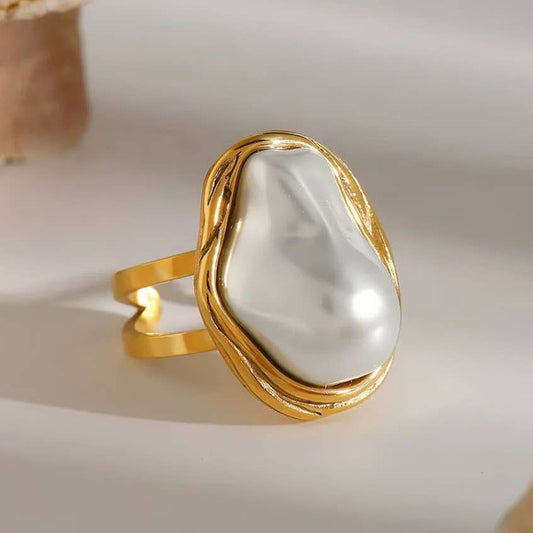 18K STAINLESS STEEL TARNISH FREE PEARL RINGS | 40R120 - Soleil et étoiles