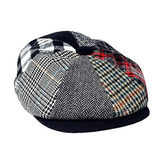 Patchwork Wool Newsboy Hat - Soleil et étoiles