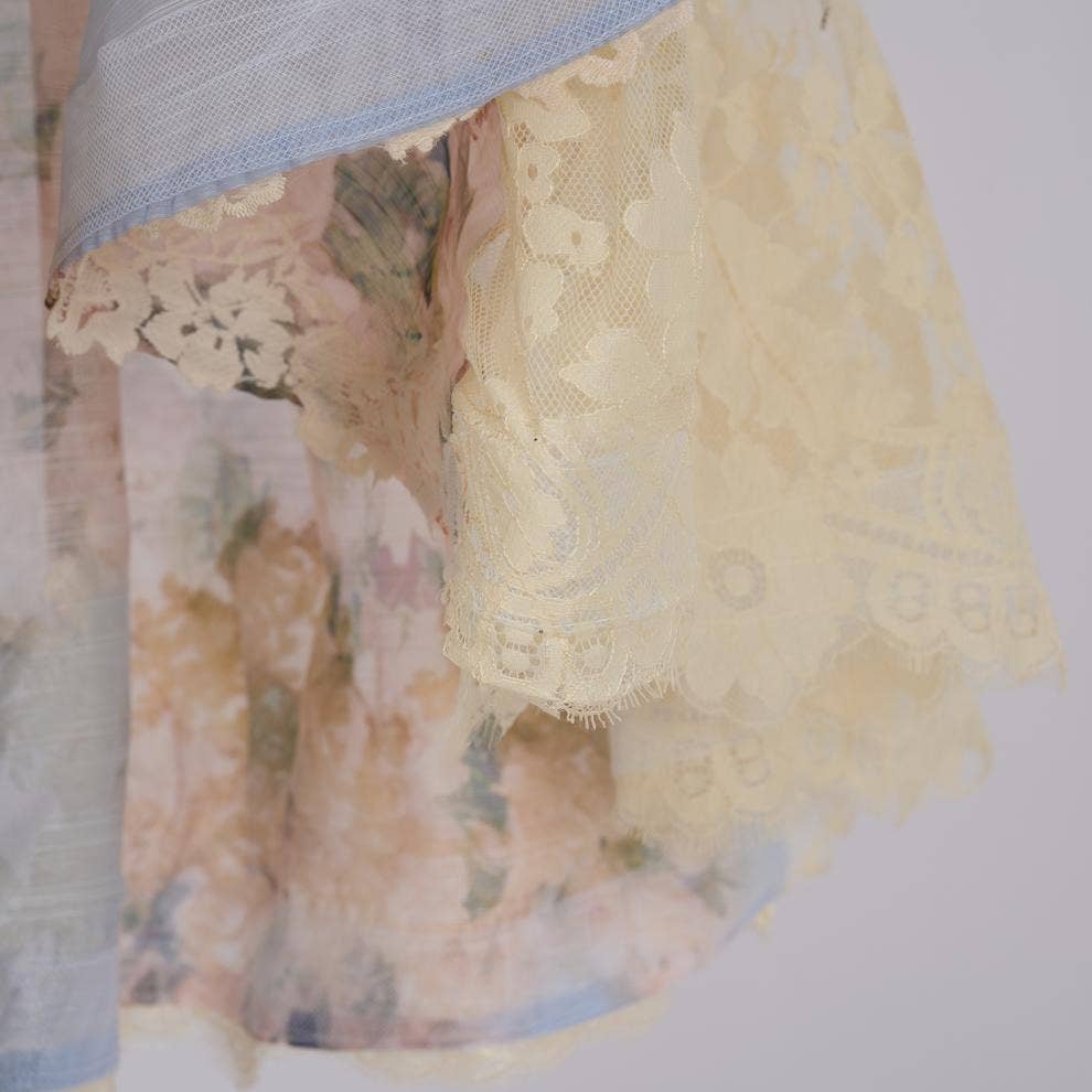 Floral Printed Long Lace Patchwork Dress - Soleil et étoiles
