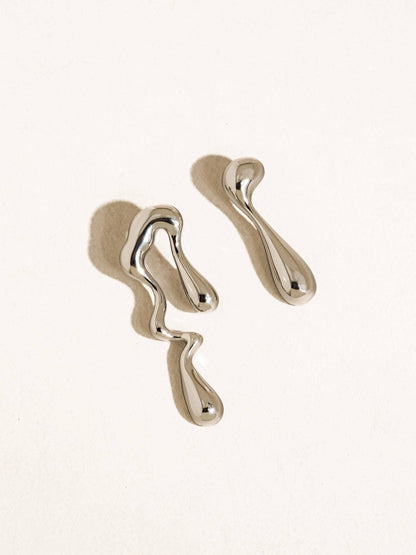 Roma 18K Gold Non-Tarnish Mismatch Melted Earring