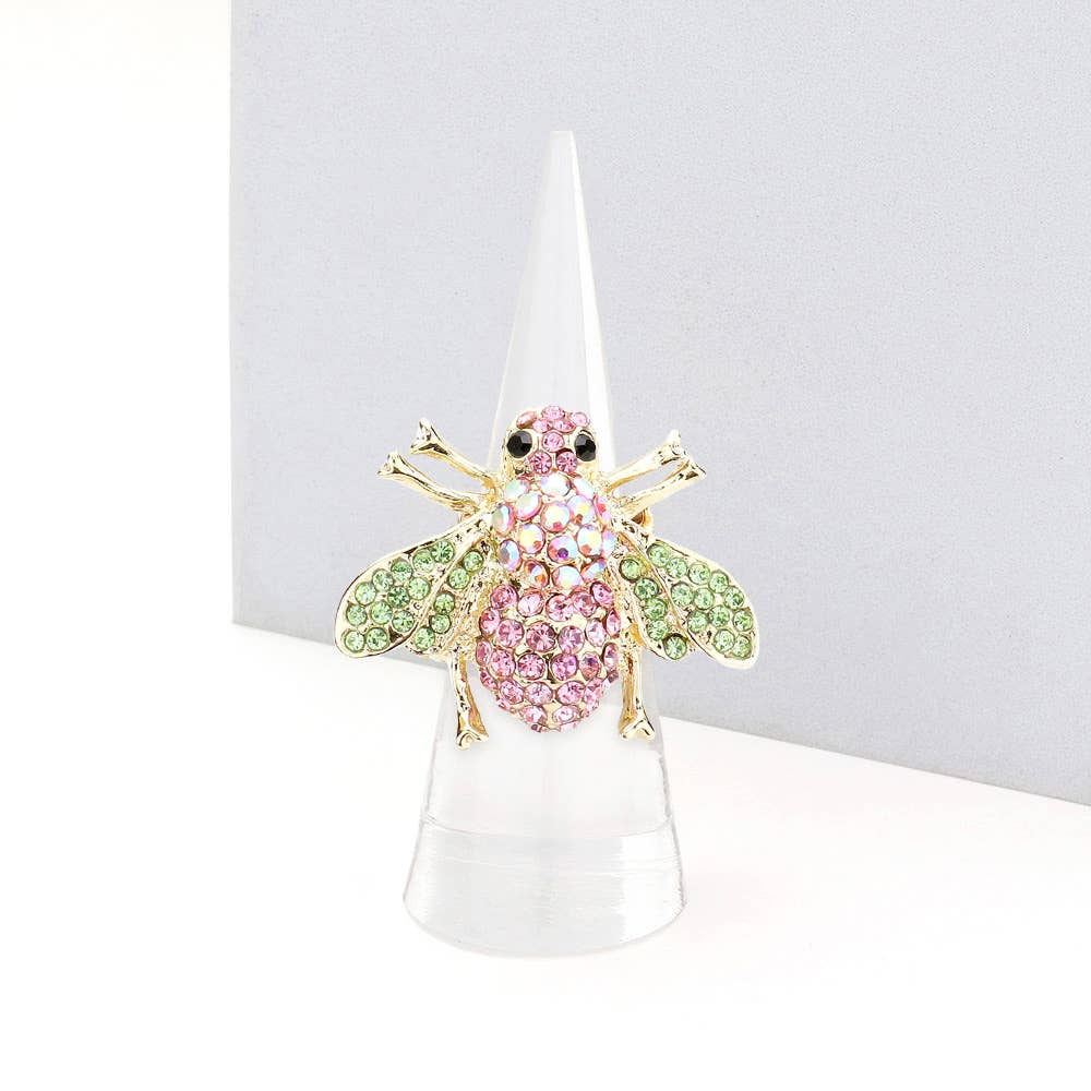 Crystal Honey Bee Stretch Ring - Soleil et étoiles