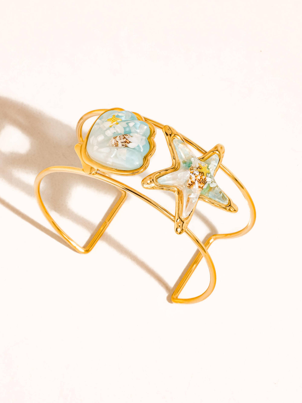 Caprice 18K Gold Non-Tarnish Ocean Starfish Cuff Bracelet