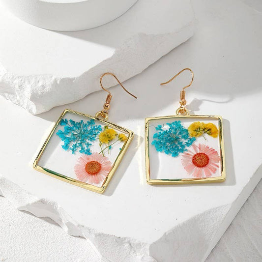 Vintage Dried Flower Earrings | 40E384 - Soleil et étoiles