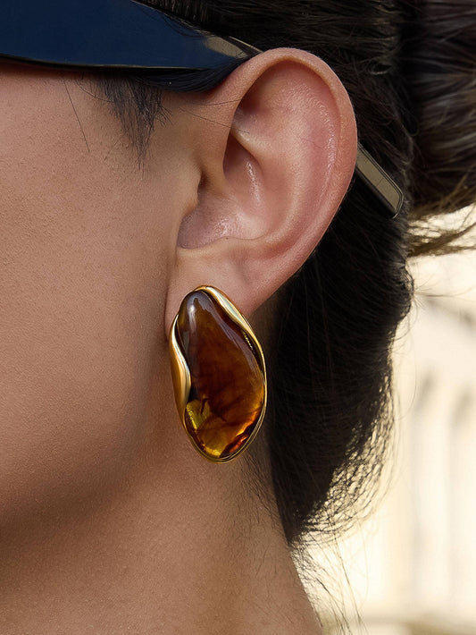 18K Gold Resin Drop Earrings