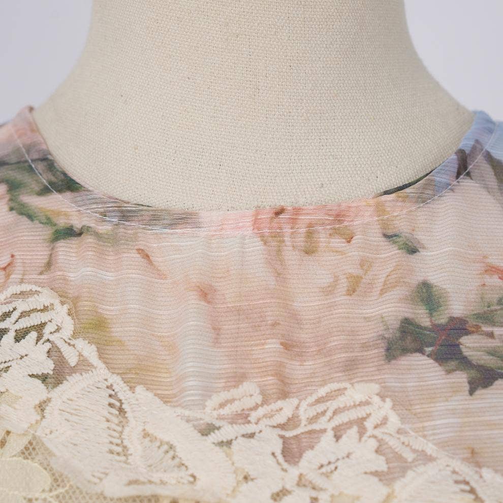 Floral Printed Long Lace Patchwork Dress - Soleil et étoiles