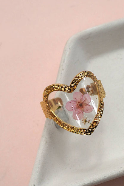 18K STAINLESS STEEL TARNISH FREE FLORAL RINGS | 40R104 - Soleil et étoiles