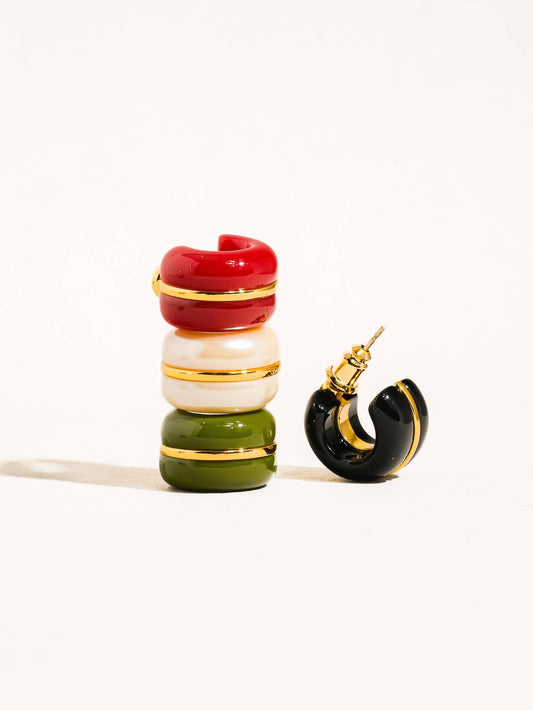 18K Gold Small C Hoop Earrings