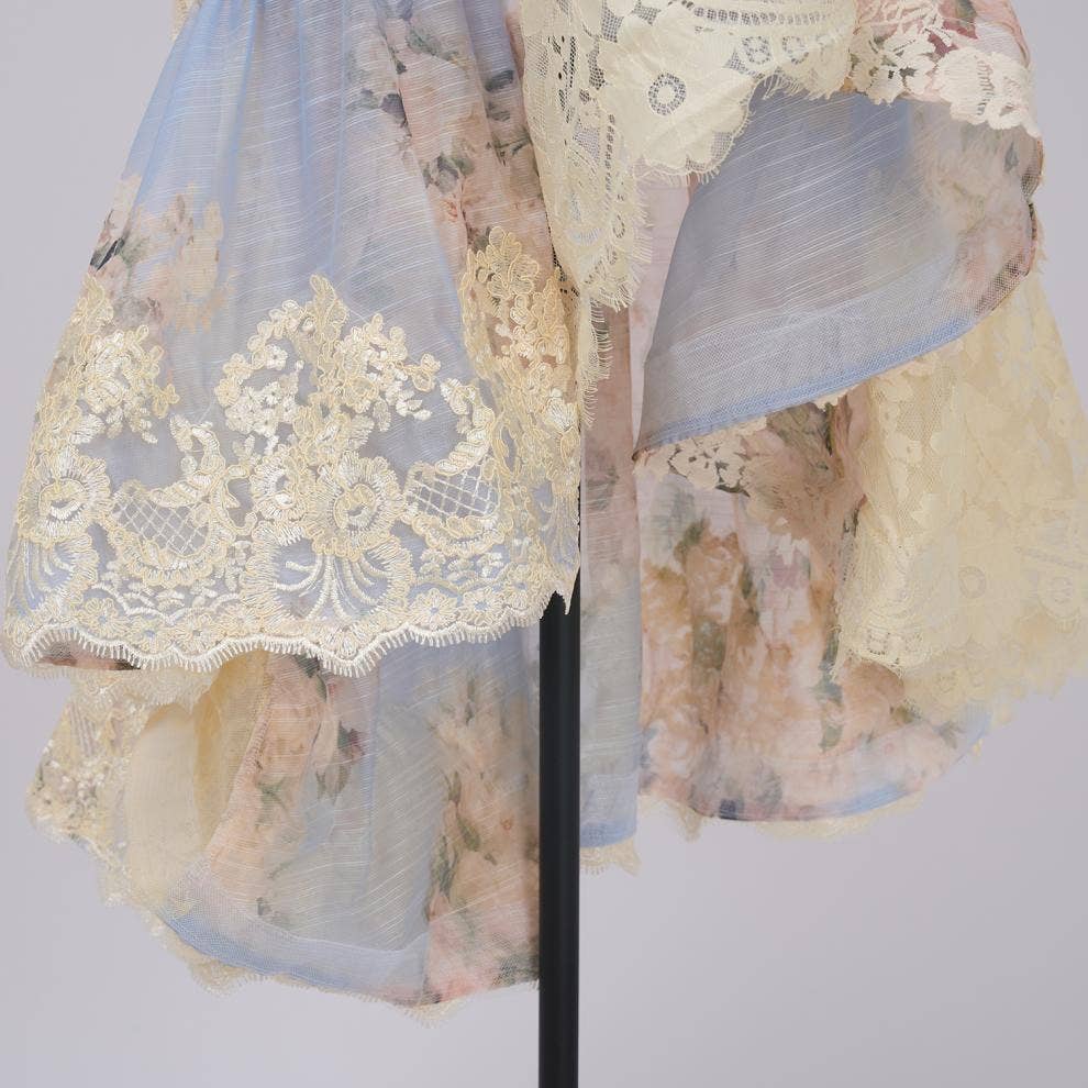 Floral Printed Long Lace Patchwork Dress - Soleil et étoiles